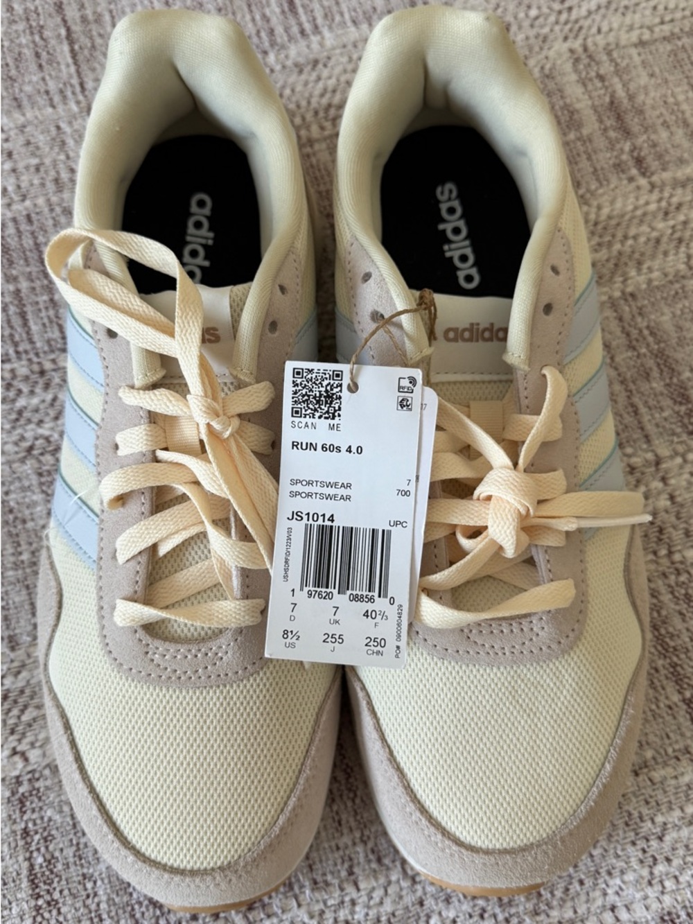 adidas RUN 60s 4.0 Sneakers in Cream & Light Blue